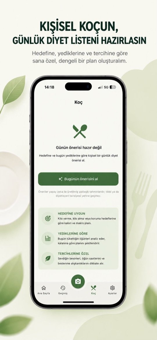 Lokmate yapay zekâ diyet koçu ekranı: hedefe göre kişisel günlük diyet önerisi